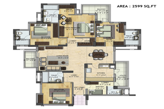 Floor Plan of 4 BHK in BPTP Grandeura Faridabad