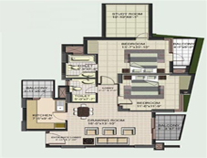 Floor Plan of 2 BHK of BPTP Princess Park Flats in Faridabad